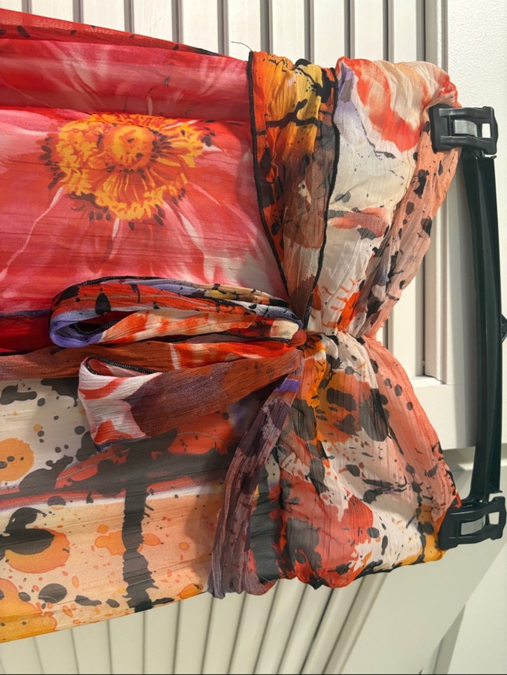Xhilaration Strapless Maxi Dress in Red, Orange, Yellow Floral Print - Picture 4 of 5